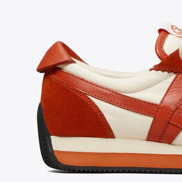 Tory Burch Rust Red and Cream Leather & Suede Sneakers - Picture 3 of 4